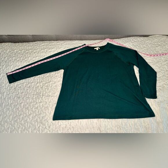 Eileen Fisher Green Raglan Sleeve Top Minimalist Organic Cotton Blend Medium - Picture 13 of 13